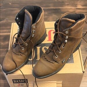 Justin Boots Brown Leather Work Boots